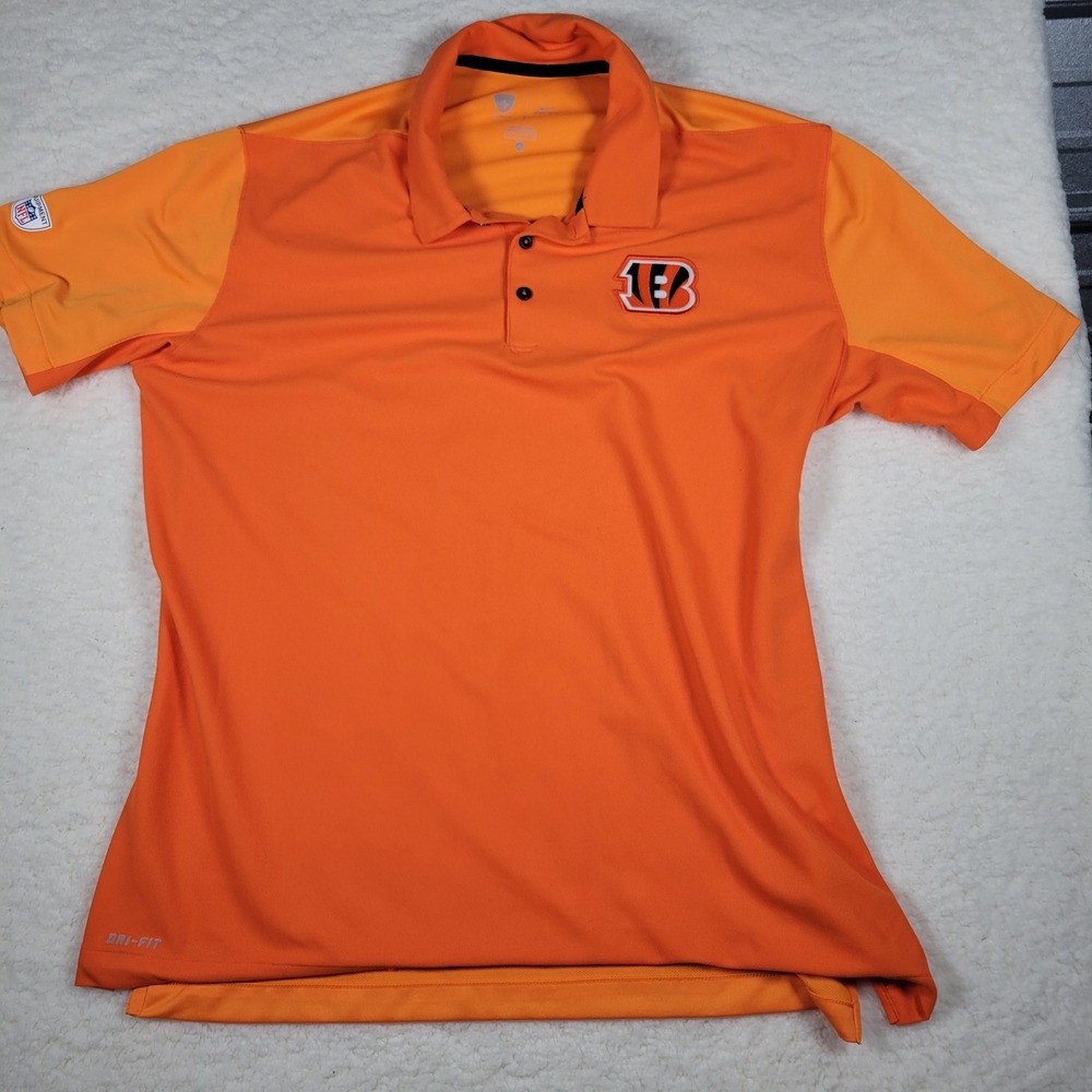 Nike Dri-FIT Cincinnati Bengals NFL Training Polo Shirt Mens XL Orange Two-Tone